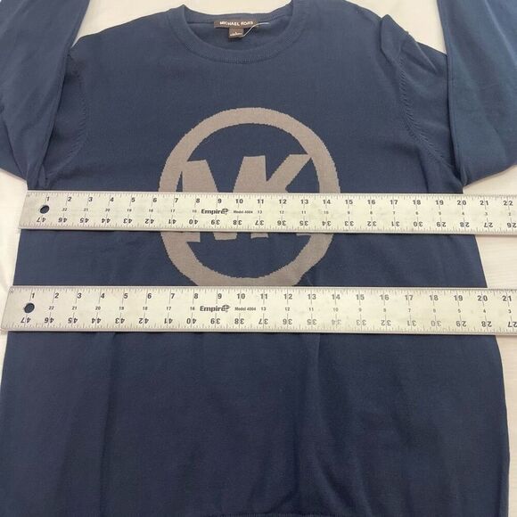 Michael Kors Logo Cotton Monogram Sweater Blue Men's Large Sweatshirt Pullover - Picture 4 of 6